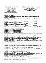 Đề đề xuất kiểm tra chất lượng học kỳ II môn Tiếng Anh Lớp 7 - Năm học 2015-2016 - Phòng GD & ĐT Sa Đéc (Có đáp án)